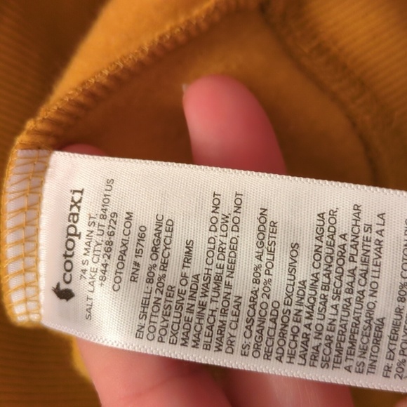 Cotopaxi Yellow Hoodie Sweatshirt Graphic Design Relaxed Fit Back To School Sz L - Picture 7 of 9